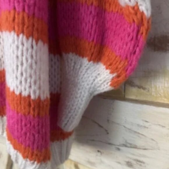 Astrid Cardigan Open Front Crochet Granny Size Small Orange Pink Multi Striped - Picture 4 of 6